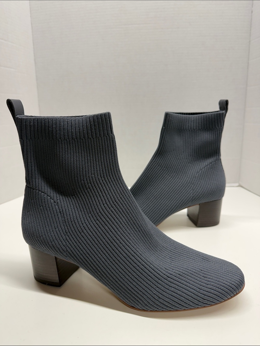 Everlane The Glove Ankle Boots Knit High Heel Boot Shoes Stretch Gray Size 11
